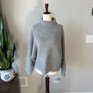 Abercrombie & Fitch 3/4 Sleeve Cozy Part Wool Gray Mock Neck Sweater - Size: S/M
